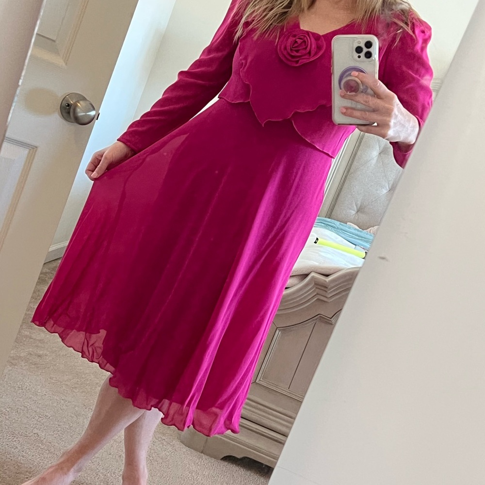 vintage  Pink Dress with Floral Detail